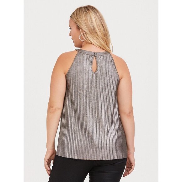 Torrid NWT Pleated Metallic Knit High Neck Tank in Gold size 4X - Picture 2 of 9